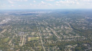 Landeanflug auf Cincinnati (Stadtzentrum im Hintergrund)